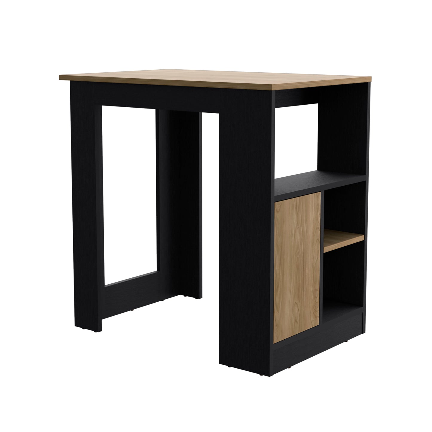 Stirling Kitchen Island with 1-Door Cabinet and Side Shelves