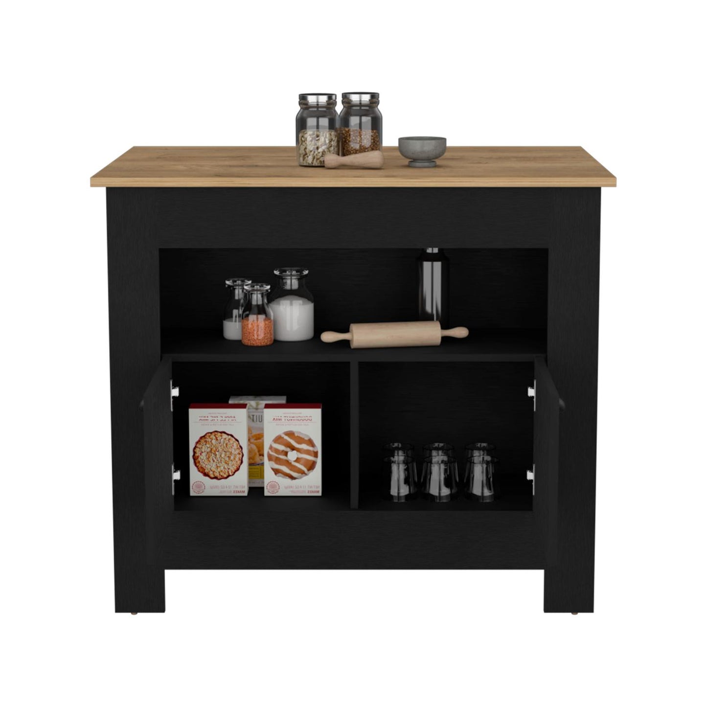 Arlet Kitchen Island Black Macadamia