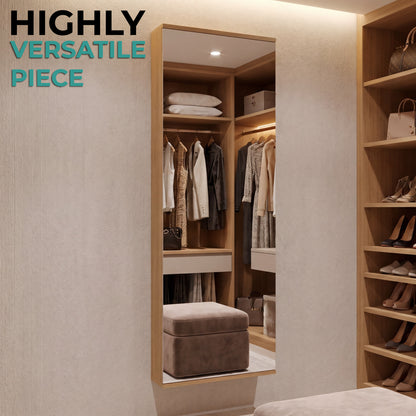 Leto Wall Mounted Shoe Rack with Full-Length Mirror, Single Door Cabinet, Space-Saving Vertical Organizer with Capacity for Ten Pairs, Entryway Storage Cabinet and Modern Shoe Organizer