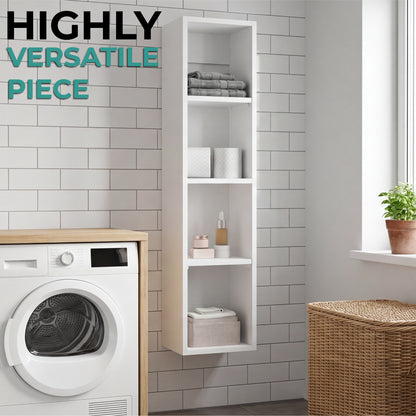 40" High Wall Cabinet, Vertical Wall-Mounted Storage Tower with 4 Spacious Shelves, Slim Bathroom Organizer for Toiletries & Towels, Space-Saving Modern Cabinet, Easy Assembly