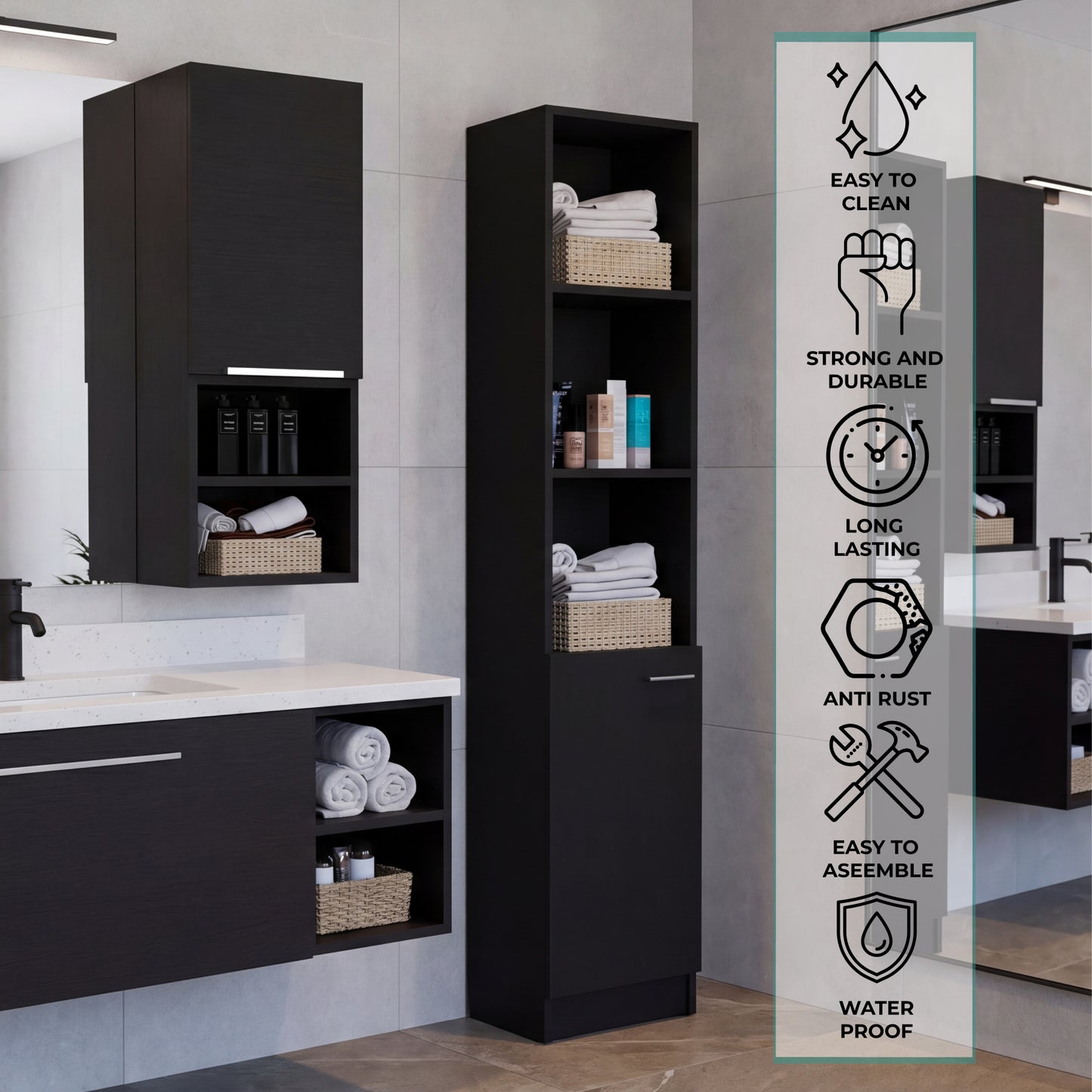 Glover 2 Piece Bathroom Set, Black Wengue Finish