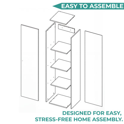 Home Linen Freestanding Tall Cabinet with Single Door and 4 Horizontal Storage Shelves, Cabinet for Bathroom, Bedroom or Laundry Room