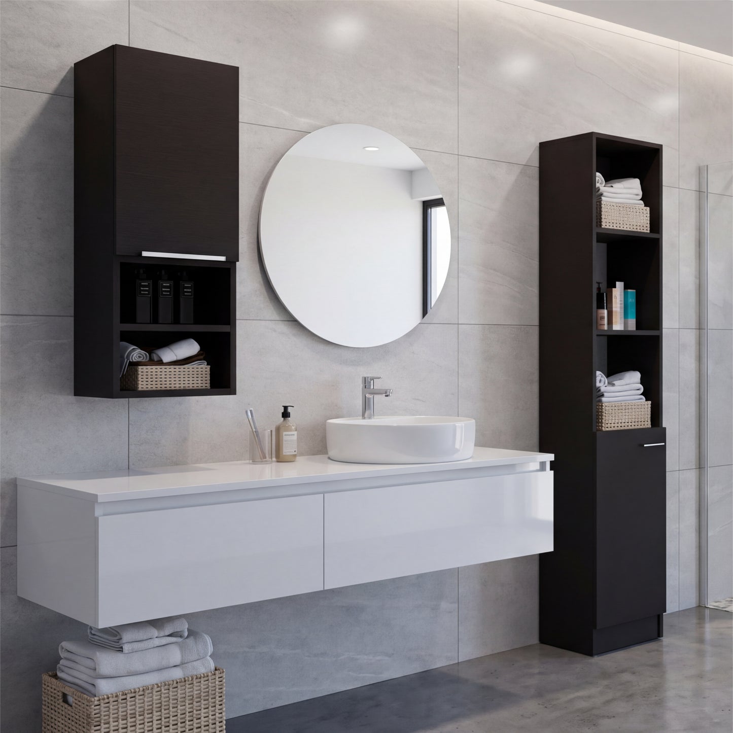 Glover 2 Piece Bathroom Set, Black Wengue Finish