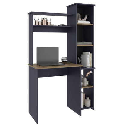 Tuhome Versalles Writing Desk with Two Superior Shelves, Five Side Open Storage Compartments, Space-Saving Modern Workstation Design for Studios and Offices, Ideal for Organization, Books, Accessories and Daily Productivity
