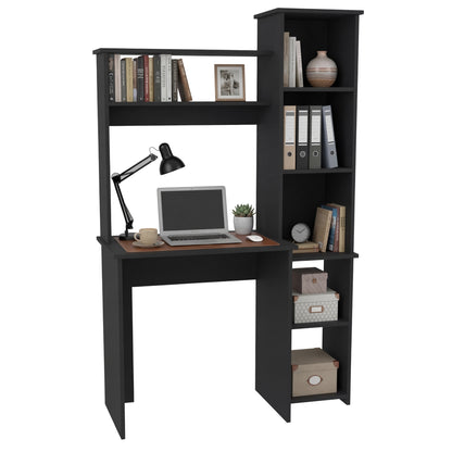 Tuhome Versalles Writing Desk with Two Superior Shelves, Five Side Open Storage Compartments, Space-Saving Modern Workstation Design for Studios and Offices, Ideal for Organization, Books, Accessories and Daily Productivity