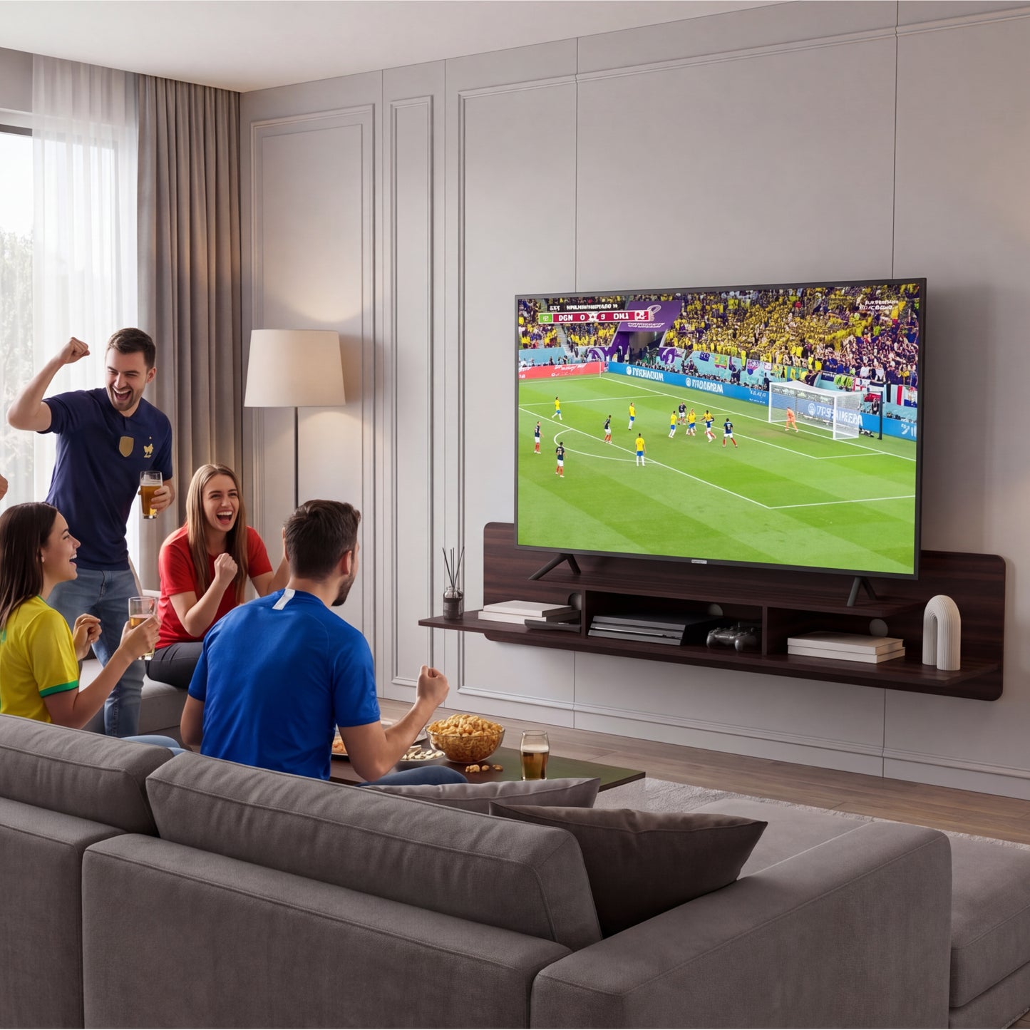 Marquis Floating TV Stand with Open Shelves, Modern Media Console for Living Room or Entertainment Area