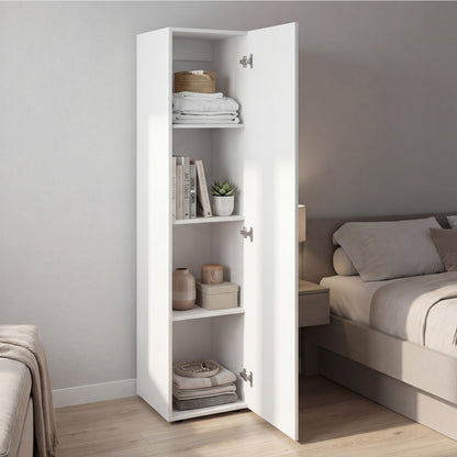 Home Linen Freestanding Tall Cabinet with Single Door and 4 Horizontal Storage Shelves, Cabinet for Bathroom, Bedroom or Laundry Room