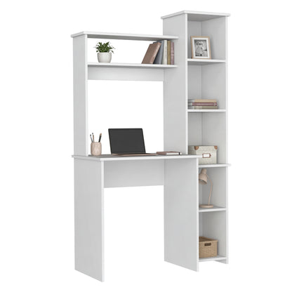 Tuhome Versalles Writing Desk with Two Superior Shelves, Five Side Open Storage Compartments, Space-Saving Modern Workstation Design for Studios and Offices, Ideal for Organization, Books, Accessories and Daily Productivity