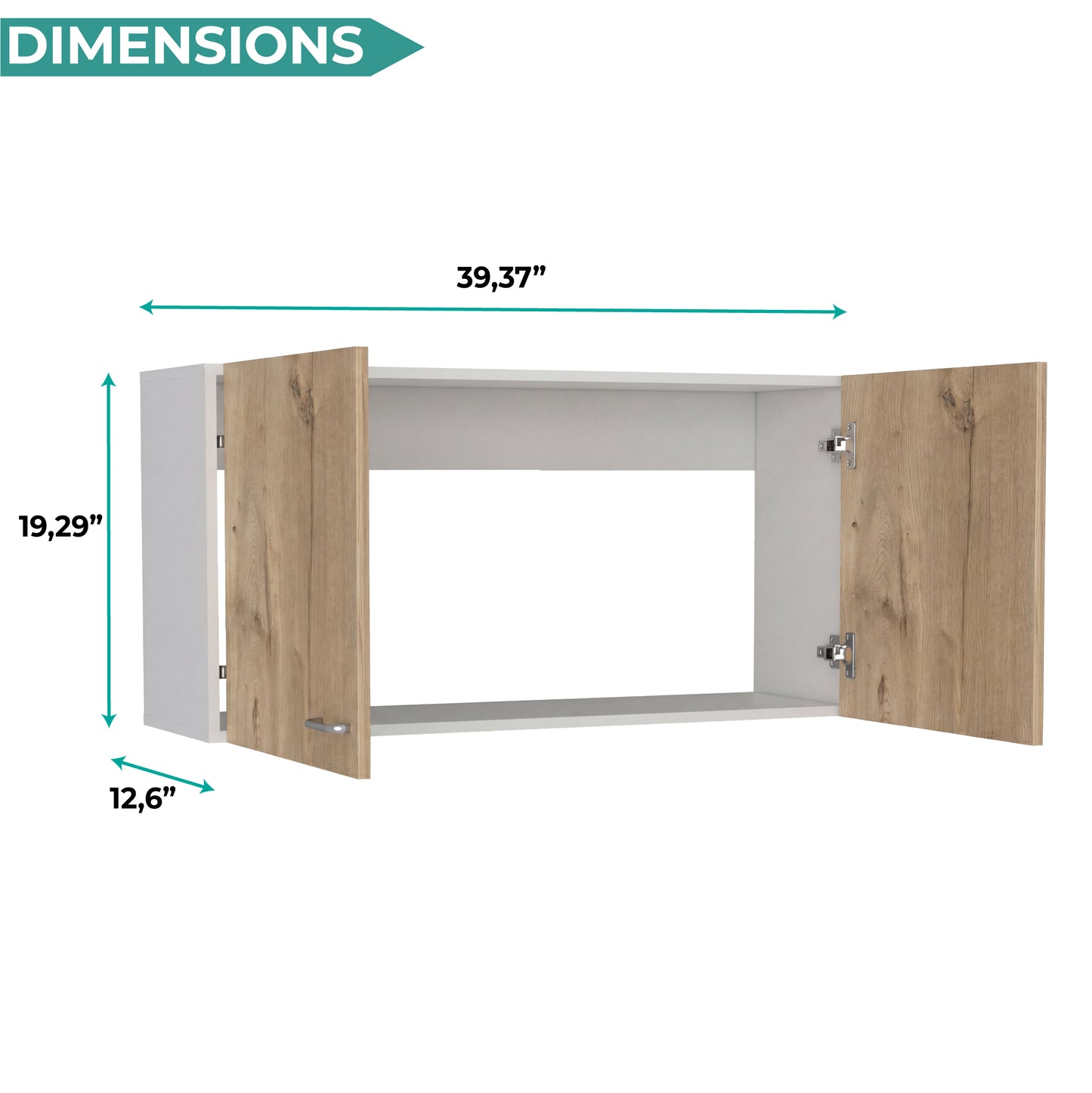 Tuhome Napoles 39" W Double Door Wall Cabinet with Spacious Interior, Two-Tone Finish, Ideal for Kitchen, Office, Bathroom, or Garage Storage