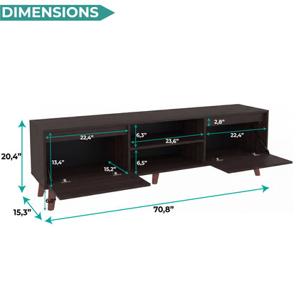 Polaris TV Stand with Open Shelves, Two Storage Shelves For Media Storage and Entertainment Console, Perfect for Living Room or Bedroom