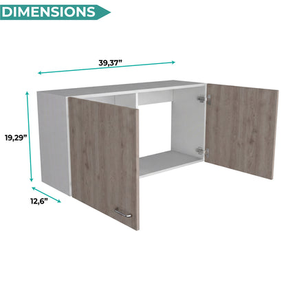 Tuhome Napoles 39" W Double Door Wall Cabinet with Spacious Interior, Two-Tone Finish, Ideal for Kitchen, Office, Bathroom, or Garage Storage