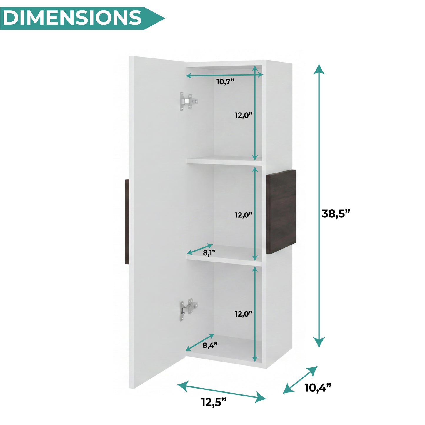 Vanguard Wall-Mounted Single Door Medicine Cabinet with 3 Interior Storage Shleves, Space-Saving Bathroom Storage Organizer with Concealed Shelving