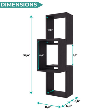 TUHOME Seyner Wall Shelf with Six Open Storage Cubes, Modern Display Design for Books and Decor, Space-Saving Mounted Structure Ideal for Living Rooms, Offices or Hallways, Functional Organization for Contemporary Homes
