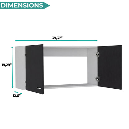 Tuhome Napoles 39" W Double Door Wall Cabinet with Spacious Interior, Two-Tone Finish, Ideal for Kitchen, Office, Bathroom, or Garage Storage