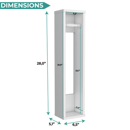 TUHOME Bali 28-Inch Toilet Paper Holder Shelf Organizer with Multiple Roll Compartments and Upper Storage Surface, Slim Space-Saving Bathroom Organizer for Tight Areas in Bathrooms, Living Rooms or Kitchens