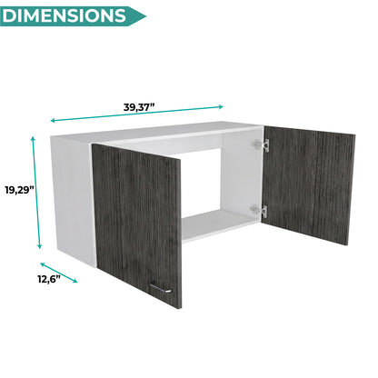 Tuhome Napoles 39" W Double Door Wall Cabinet with Spacious Interior, Two-Tone Finish, Ideal for Kitchen, Office, Bathroom, or Garage Storage
