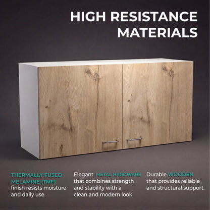 Tuhome Napoles 39" W Double Door Wall Cabinet with Spacious Interior, Two-Tone Finish, Ideal for Kitchen, Office, Bathroom, or Garage Storage