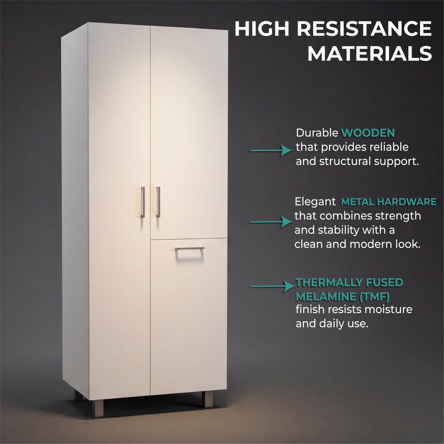 Iris 71" High Two-Door Broom Bathroom and Laundry Storage Cabinet with Hamper, Four Shelves, Hangers, and Storage Closet, Versatile Storage Solution for Laundry Rooms, Kitchens, and Utility Closets