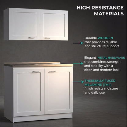 TUHOME Zurich Cabinet Set with Double Door Cabinet, Two Interior Shelves, Spacious Storage and Superior Top Surface for Organized Kitchen Spaces, Freestanding Solution for Home Efficiency and Daily Convenience