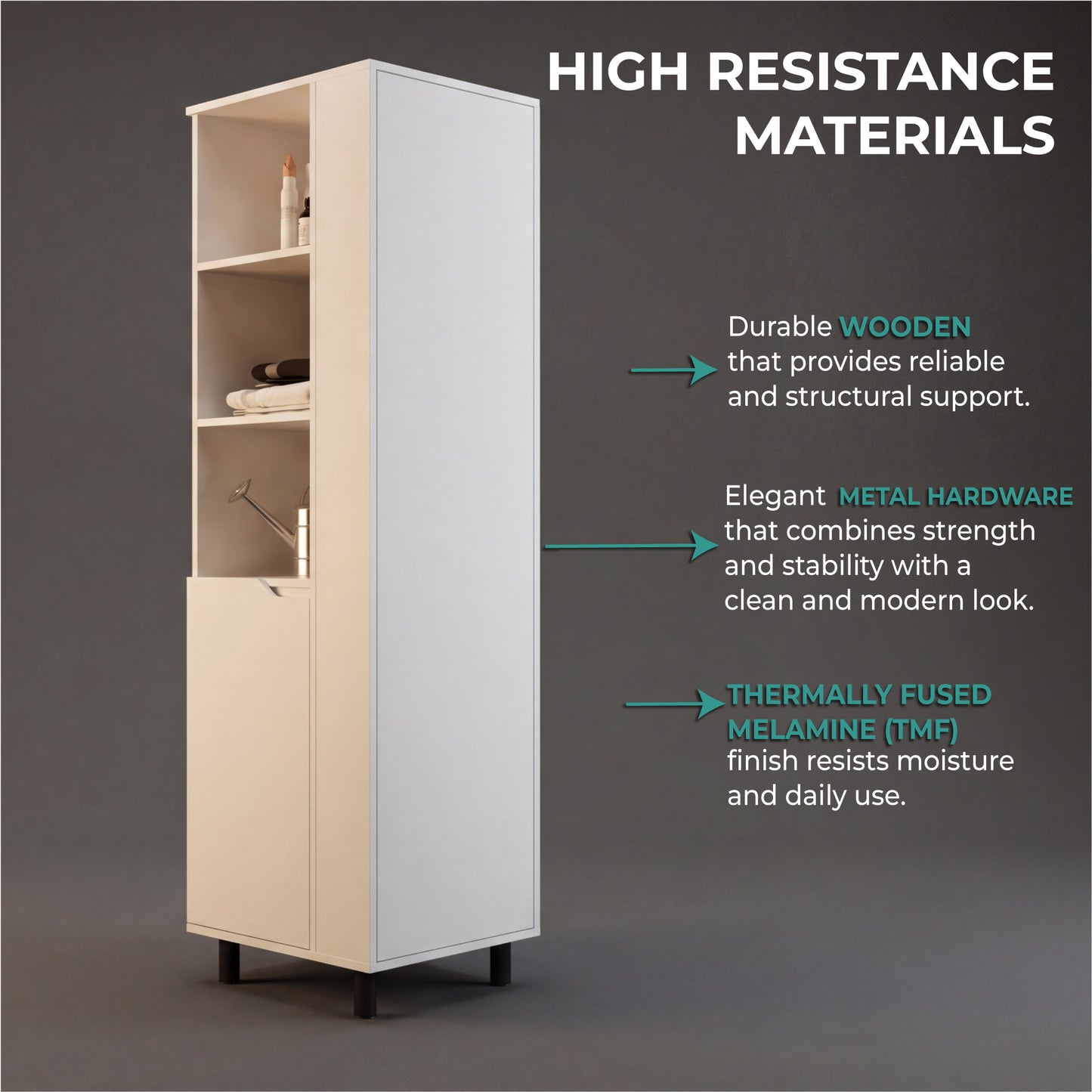Vidalia Broom Cabinet for Home and Utility Storage, Tall Cleaning Supply Organizer with Enclosed Design for Laundry Room or Kitchen Use, Space-Saving Storage Solution, White Finish