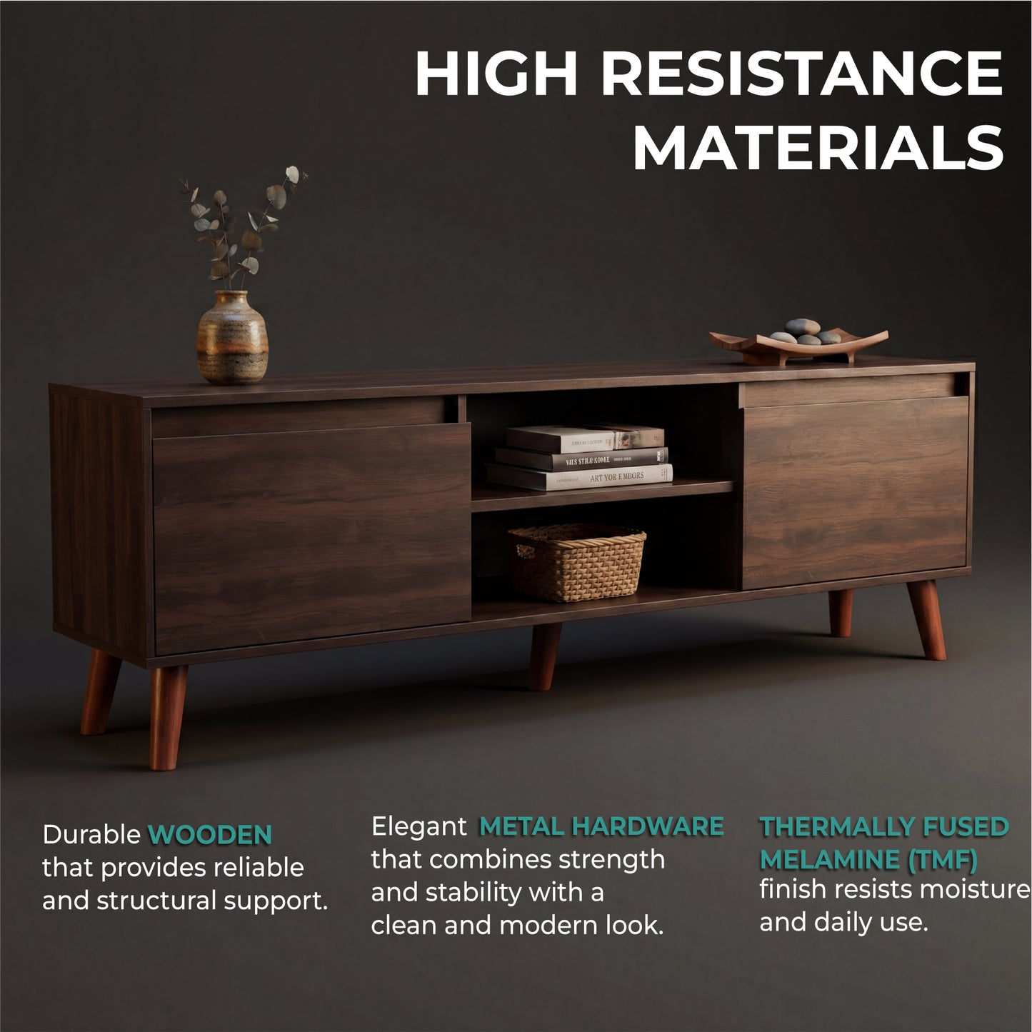 Polaris TV Stand with Open Shelves, Two Storage Shelves For Media Storage and Entertainment Console, Perfect for Living Room or Bedroom