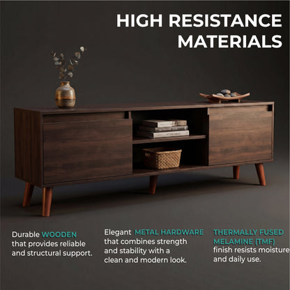 Polaris TV Stand with Open Shelves, Two Storage Shelves For Media Storage and Entertainment Console, Perfect for Living Room or Bedroom