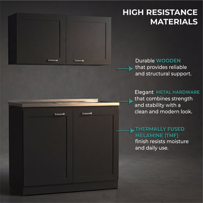 TUHOME Zurich Cabinet Set with Double Door Cabinet, Two Interior Shelves, Spacious Storage and Superior Top Surface for Organized Kitchen Spaces, Freestanding Solution for Home Efficiency and Daily Convenience