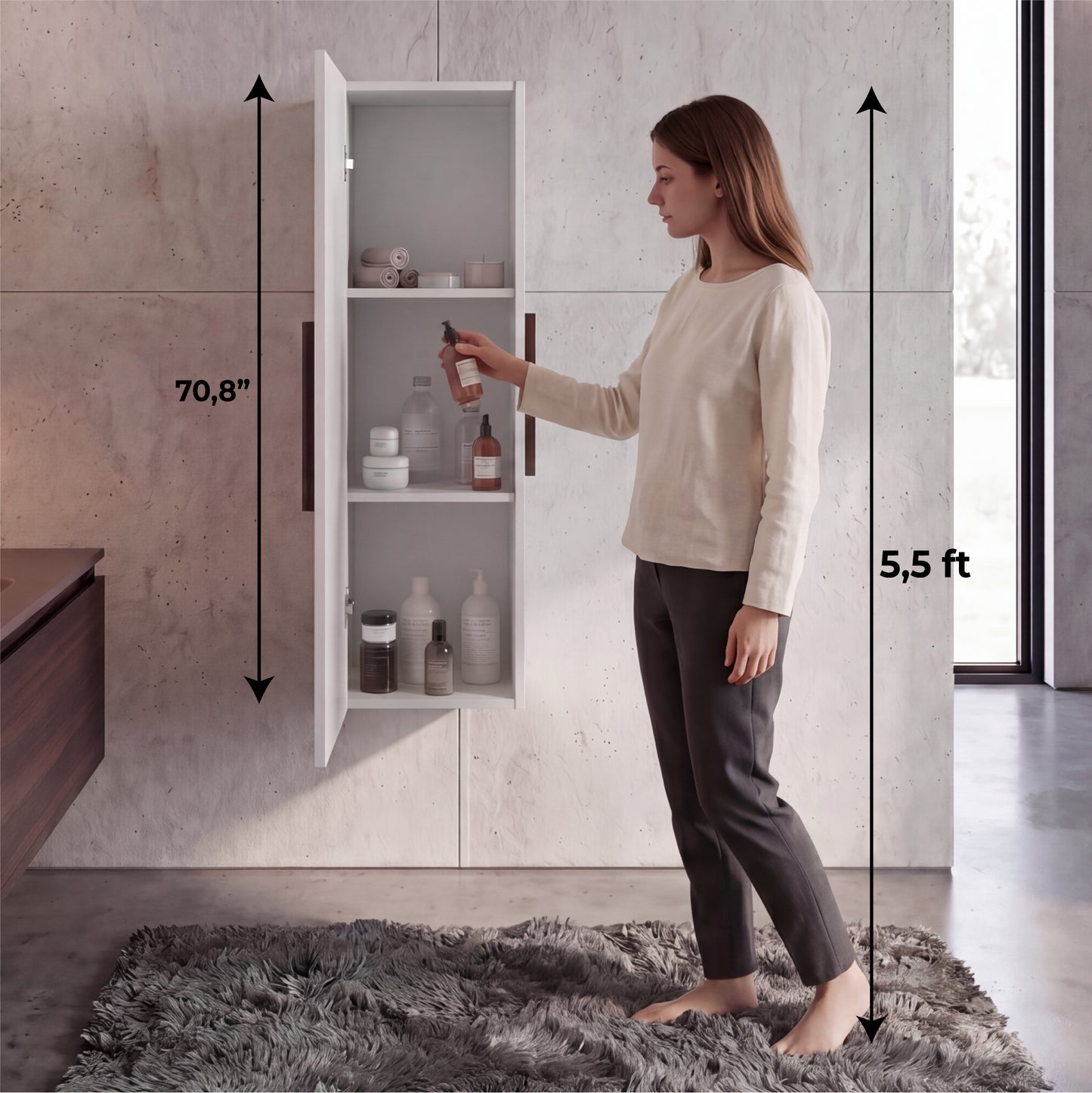 Vanguard Wall-Mounted Single Door Medicine Cabinet with 3 Interior Storage Shleves, Space-Saving Bathroom Storage Organizer with Concealed Shelving