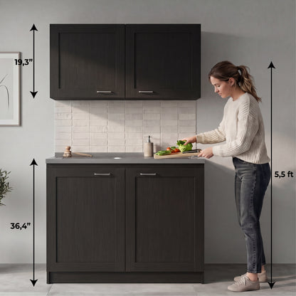 TUHOME Zurich Cabinet Set with Double Door Cabinet, Two Interior Shelves, Spacious Storage and Superior Top Surface for Organized Kitchen Spaces, Freestanding Solution for Home Efficiency and Daily Convenience