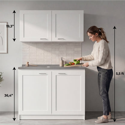 TUHOME Zurich Cabinet Set with Double Door Cabinet, Two Interior Shelves, Spacious Storage and Superior Top Surface for Organized Kitchen Spaces, Freestanding Solution for Home Efficiency and Daily Convenience