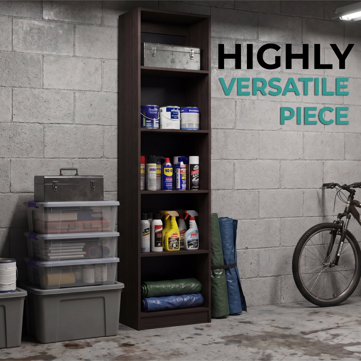 Home Slim 5-Shelf Narrow Bookcase with Open Shelves, Freestanding Modern Storage Solution for Living Rooms, Offices, or Bedrooms, Stylish and Practical Bookcase with Clean Lines and Sturdy Construction