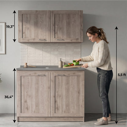 TUHOME Zurich Cabinet Set with Double Door Cabinet, Two Interior Shelves, Spacious Storage and Superior Top Surface for Organized Kitchen Spaces, Freestanding Solution for Home Efficiency and Daily Convenience