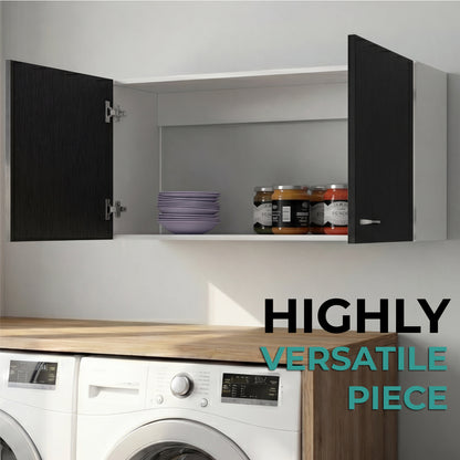 Tuhome Napoles 39" W Double Door Wall Cabinet with Spacious Interior, Two-Tone Finish, Ideal for Kitchen, Office, Bathroom, or Garage Storage