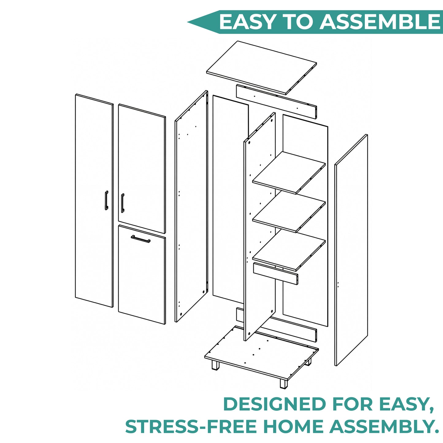 Iris 71" High Two-Door Broom Bathroom and Laundry Storage Cabinet with Hamper, Four Shelves, Hangers, and Storage Closet, Versatile Storage Solution for Laundry Rooms, Kitchens, and Utility Closets