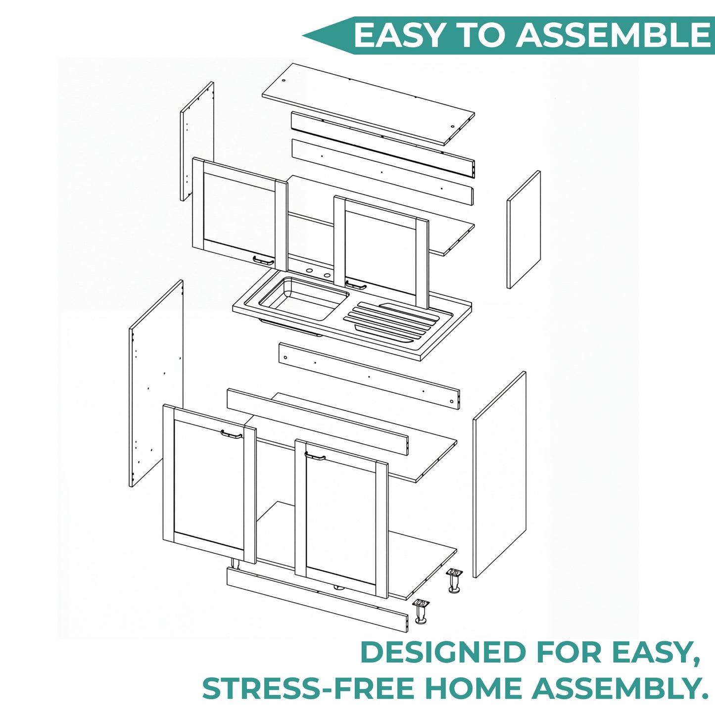TUHOME Zurich Cabinet Set with Double Door Cabinet, Two Interior Shelves, Spacious Storage and Superior Top Surface for Organized Kitchen Spaces, Freestanding Solution for Home Efficiency and Daily Convenience