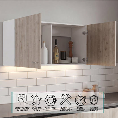 Tuhome Napoles 39" W Double Door Wall Cabinet with Spacious Interior, Two-Tone Finish, Ideal for Kitchen, Office, Bathroom, or Garage Storage