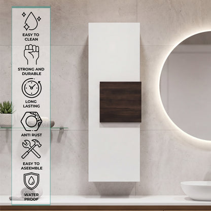 Vanguard Wall-Mounted Single Door Medicine Cabinet with 3 Interior Storage Shleves, Space-Saving Bathroom Storage Organizer with Concealed Shelving