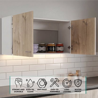 Tuhome Napoles 39" W Double Door Wall Cabinet with Spacious Interior, Two-Tone Finish, Ideal for Kitchen, Office, Bathroom, or Garage Storage