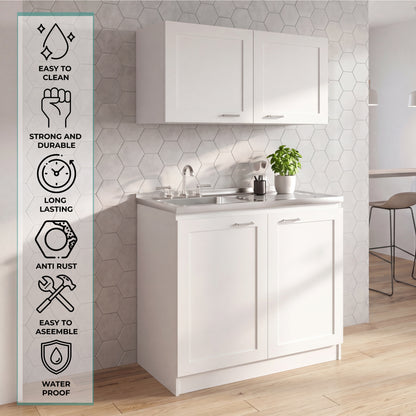 TUHOME Zurich Cabinet Set with Double Door Cabinet, Two Interior Shelves, Spacious Storage and Superior Top Surface for Organized Kitchen Spaces, Freestanding Solution for Home Efficiency and Daily Convenience