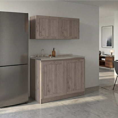 TUHOME Zurich Cabinet Set with Double Door Cabinet, Two Interior Shelves, Spacious Storage and Superior Top Surface for Organized Kitchen Spaces, Freestanding Solution for Home Efficiency and Daily Convenience