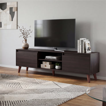 Polaris TV Stand with Open Shelves, Two Storage Shelves For Media Storage and Entertainment Console, Perfect for Living Room or Bedroom