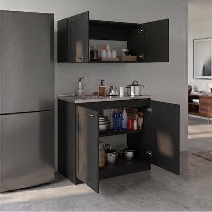 TUHOME Zurich Cabinet Set with Double Door Cabinet, Two Interior Shelves, Spacious Storage and Superior Top Surface for Organized Kitchen Spaces, Freestanding Solution for Home Efficiency and Daily Convenience