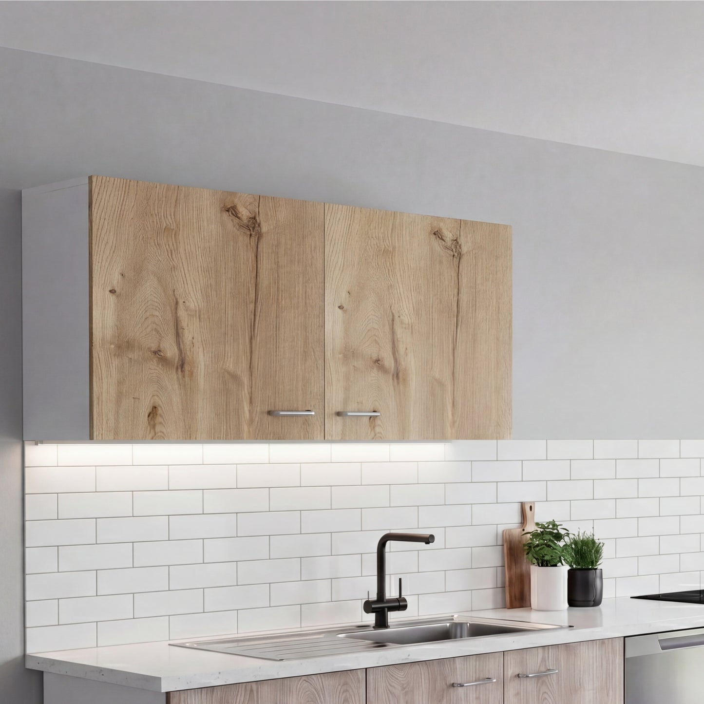 Tuhome Napoles 39" W Double Door Wall Cabinet with Spacious Interior, Two-Tone Finish, Ideal for Kitchen, Office, Bathroom, or Garage Storage