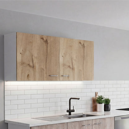Tuhome Napoles 39" W Double Door Wall Cabinet with Spacious Interior, Two-Tone Finish, Ideal for Kitchen, Office, Bathroom, or Garage Storage