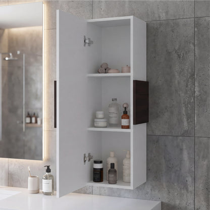 Vanguard Wall-Mounted Single Door Medicine Cabinet with 3 Interior Storage Shleves, Space-Saving Bathroom Storage Organizer with Concealed Shelving