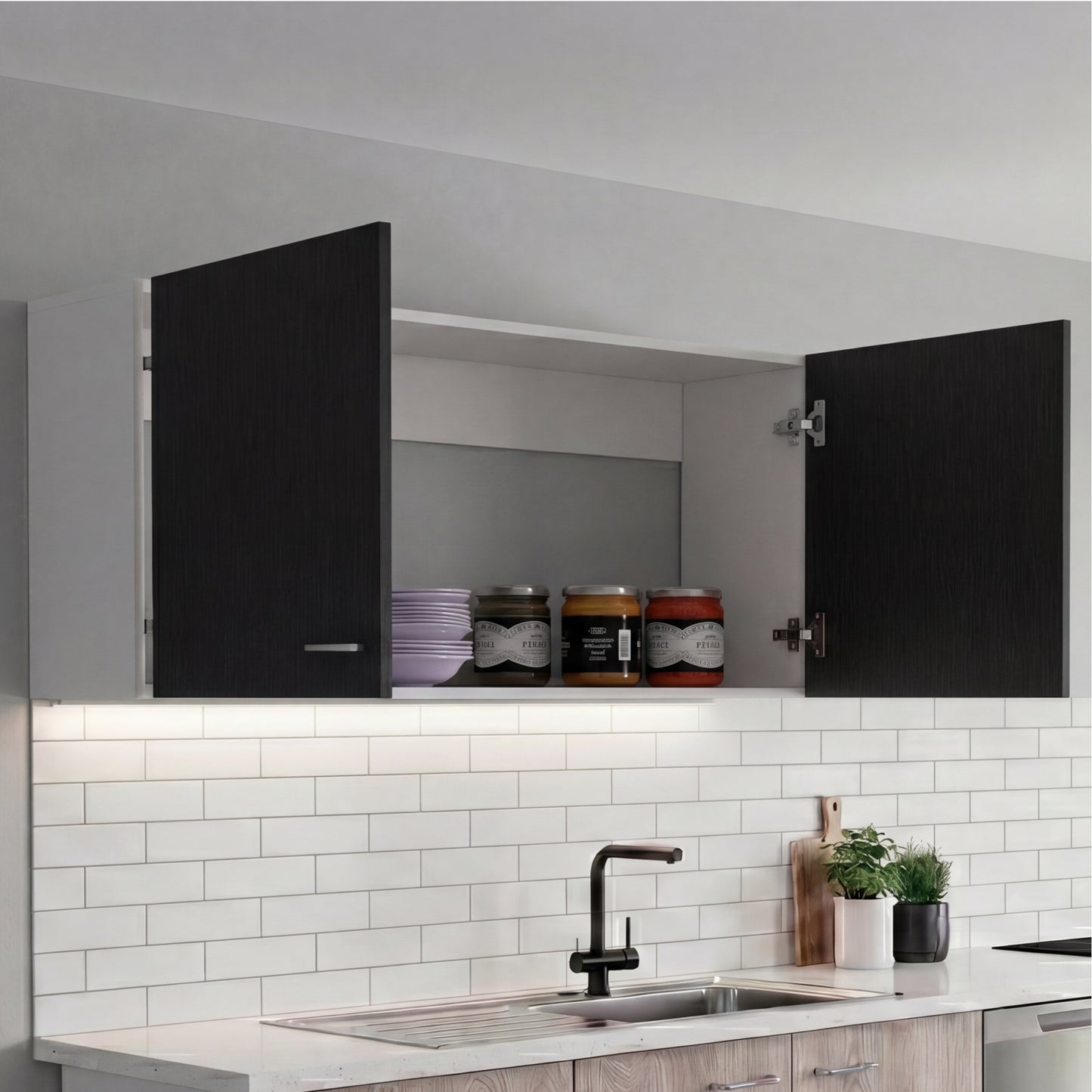 Tuhome Napoles 39" W Double Door Wall Cabinet with Spacious Interior, Two-Tone Finish, Ideal for Kitchen, Office, Bathroom, or Garage Storage