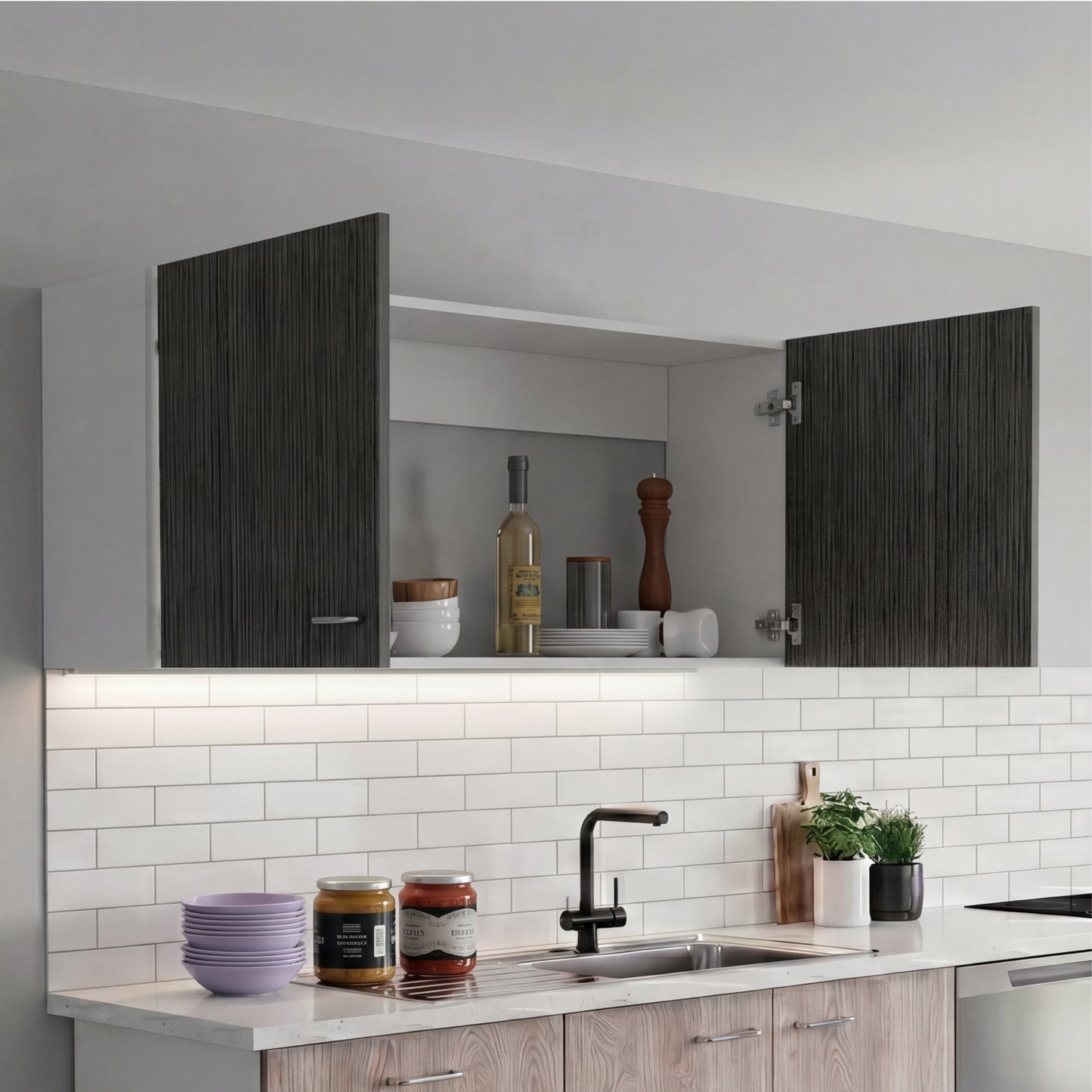 Tuhome Napoles 39" W Double Door Wall Cabinet with Spacious Interior, Two-Tone Finish, Ideal for Kitchen, Office, Bathroom, or Garage Storage