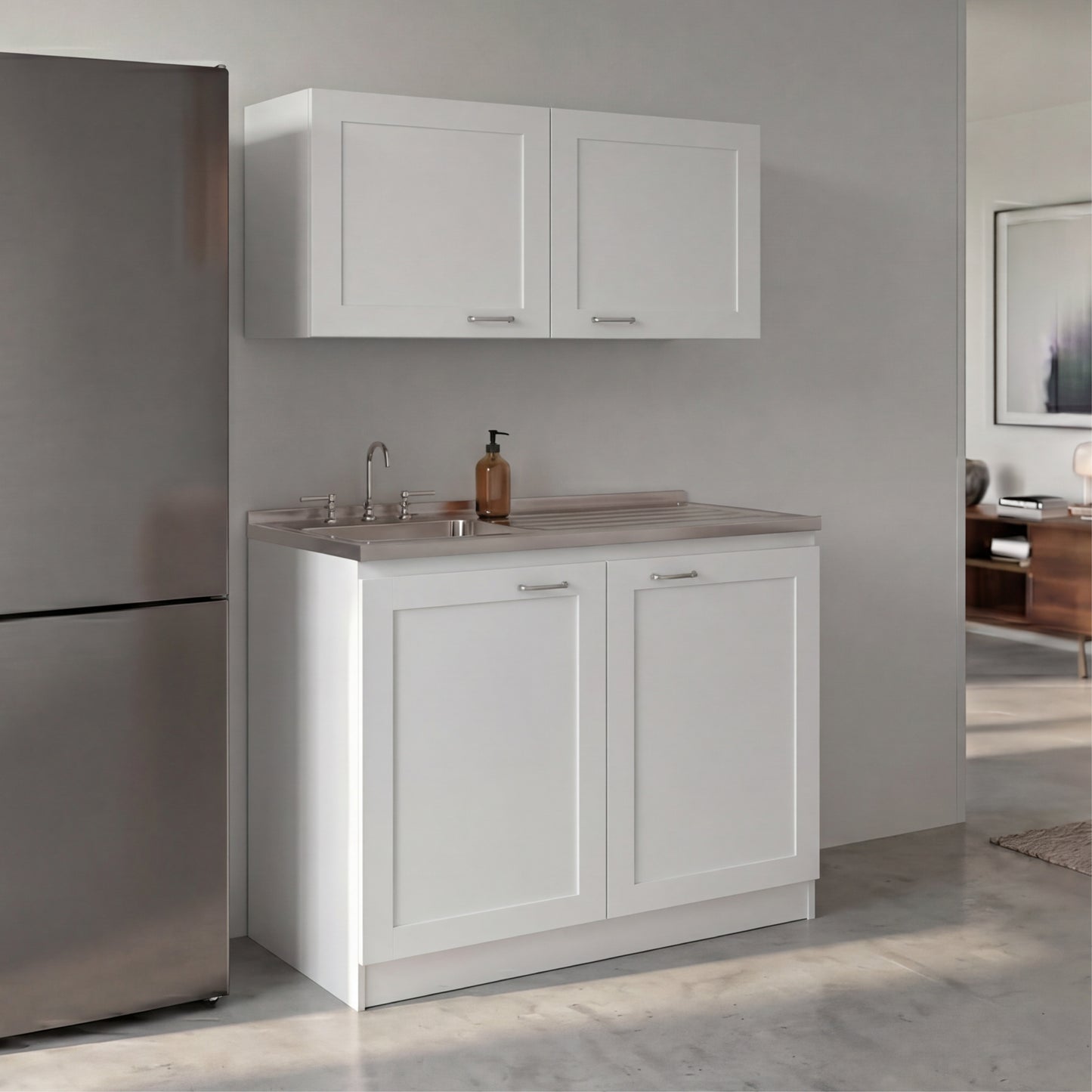 TUHOME Zurich Cabinet Set with Double Door Cabinet, Two Interior Shelves, Spacious Storage and Superior Top Surface for Organized Kitchen Spaces, Freestanding Solution for Home Efficiency and Daily Convenience