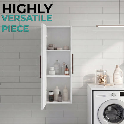 Vanguard Wall-Mounted Single Door Medicine Cabinet with 3 Interior Storage Shleves, Space-Saving Bathroom Storage Organizer with Concealed Shelving