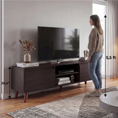 Polaris TV Stand with Open Shelves, Two Storage Shelves For Media Storage and Entertainment Console, Perfect for Living Room or Bedroom